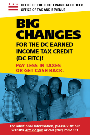 Reminder: There are Big Changes for the DC Earned Income Tax Credit (EITC). Find out how you can pay less in taxes and get cash back. To learn more, visit eitc.dc.gov.
#mytaxdc #taxcredits #refund #file #dc #eitc