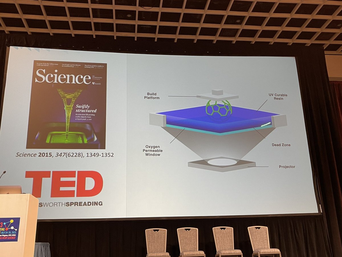 alkabanov's tweet photo. Captivated by @Joseph_DeSimone's awe-inspiring Plenary lecture at #CRS2023! Witnessing the profound impact of polymer science and engineering on human health is incredible. Proud and thrilled for a phenomenal scientist, extraordinary colleague, and dear friend! Thank you, Joe, for sharing the touching and inspiring tribute to our beloved colleague Sanjiv Sam Gambhir through your professorship. Greatly appreciate keeping the @Stanford - @UNC connection alive and strong!  @CRSScience #PolymerScience #HealthcareInnovation #CRSSuccess #AdditiveManufacturing