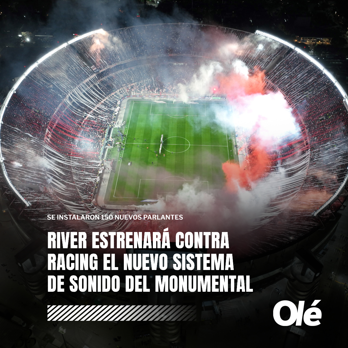 DiarioOle's tweet photo. River, en el marco de la coronación por ganar la Liga, inaugurará el nuevo sistema de sonido del Monumental 🔴⚪��

🔊➕ Se instalaron 150 nuevos parlantes en todas las tribunas

🎙️⚠️ Se dificultaba en algunos sectores escuchar lo que anunciaba la voz del estadio https://t.co/tHooSFt9zT
