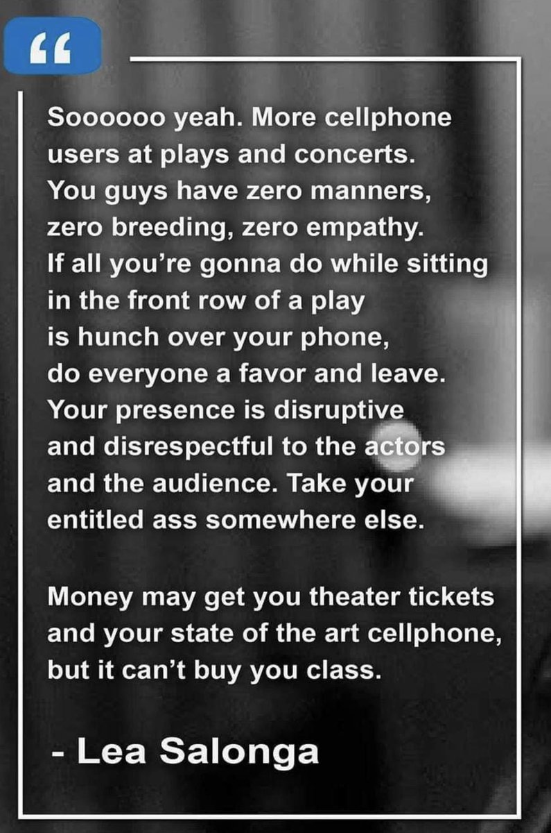 Ooh.. na gets niyu??? It cant buy u class.  Tama to teh @MsLeaSalonga .. dapat talaga may magturo sa mga to eh.. #theateretiquette