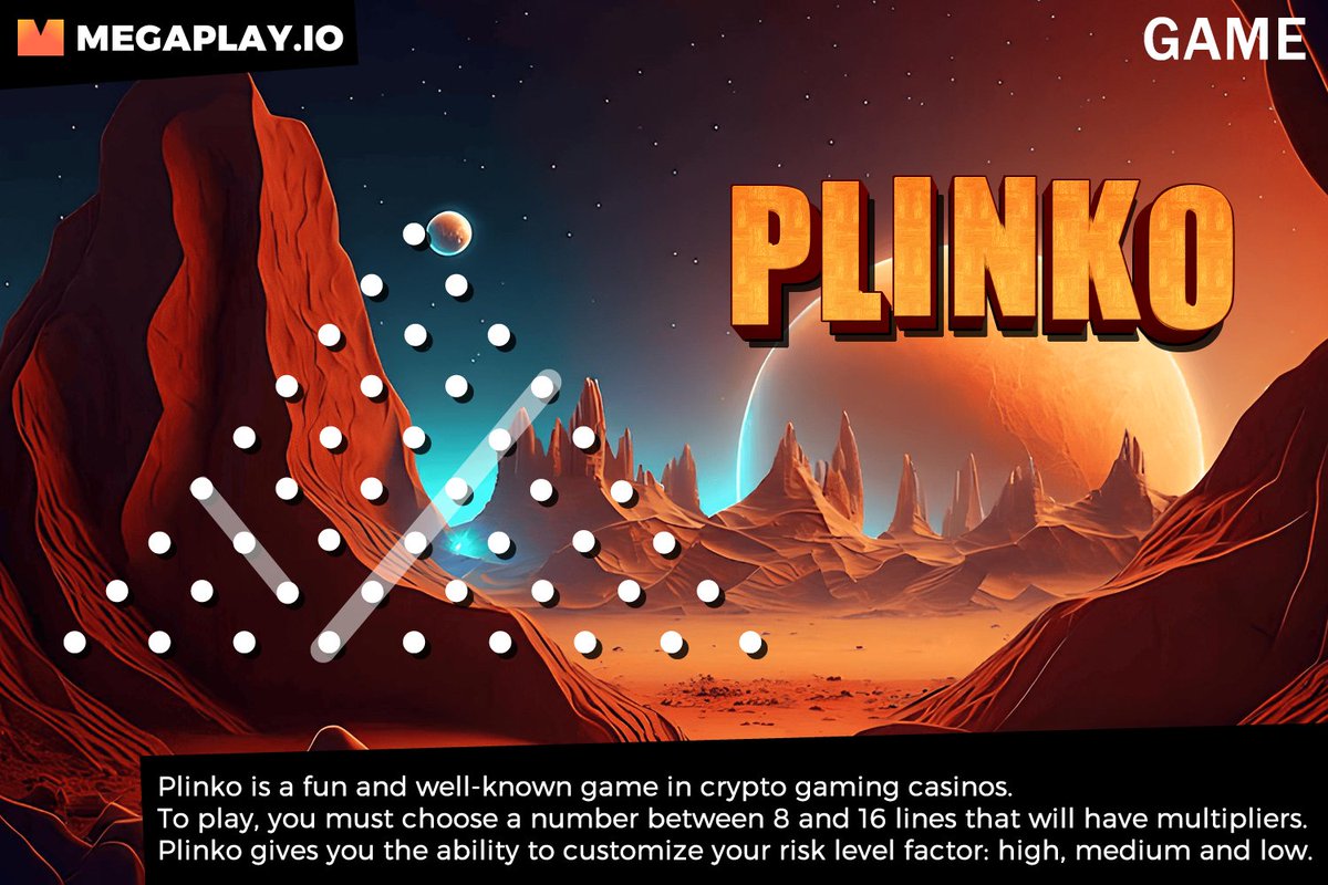 In Plinko you must choose a number between 8 and 16 lines that will have multipliers. 🤑
Plinko allows you to customize 💁🏻‍♀️ your risk level: high ⬆️, medium ↔️ and low ⬇️.

🐯 Play Now: megaplay.io/original-games…

#Games #Bitcoin #Ethereum #Dogecoin #Cryptocurrency #Giveway