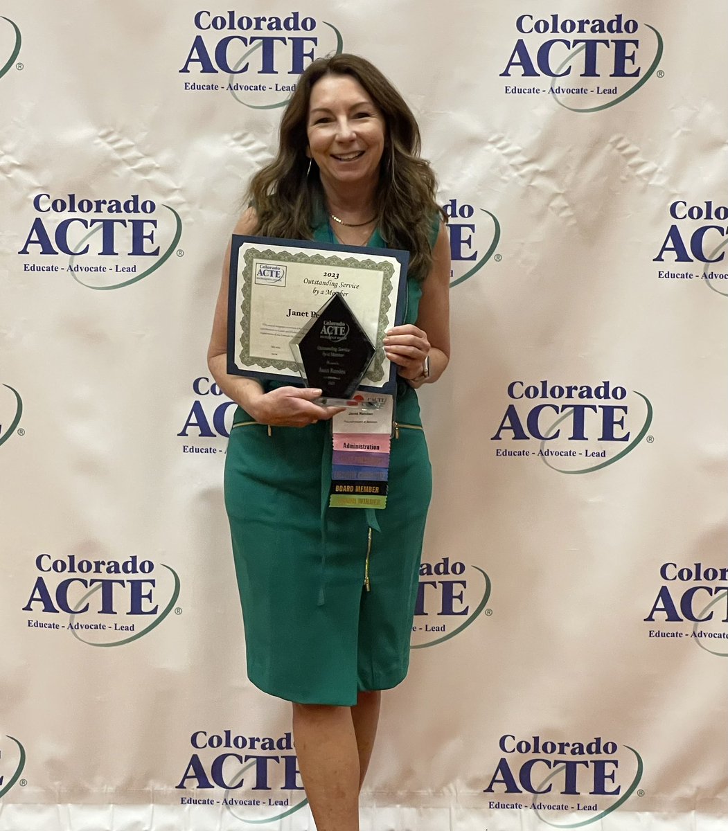 ColoradoACTE's tweet image. Congratulations to Janet Renden, CACTE’s Outstanding Service by a Member award winner for #CACTE23! Janet is principal at Future Forward Bollman and an ardent #CareerTechEd supporter! @Adams12 🏆😊🎉