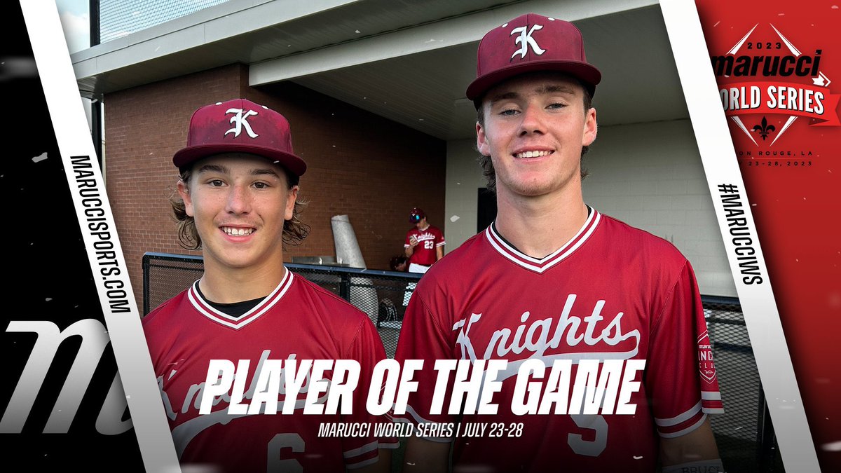 ⭐️ PLAYER OF THE GAME ⭐️ Mason Hall: 5IP 0H 2W 5SO Bennett Gammon: 3-3 1B 1B 1B 2RBI Summer Team: @KNIGHTS_BASEBTN - 16U American #MarucciWS @MarucciSports