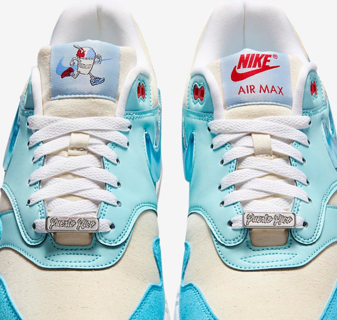 SOLELINKS's tweet photo. Ad: Puerto Rican Day x Nike Air Max 1 'Blue Gale and Barely Blue' releases tomorrow (7/27) at 7am PT/10am ET => https://t.co/hdhXH2VT0O https://t.co/ctNaGtyoBB