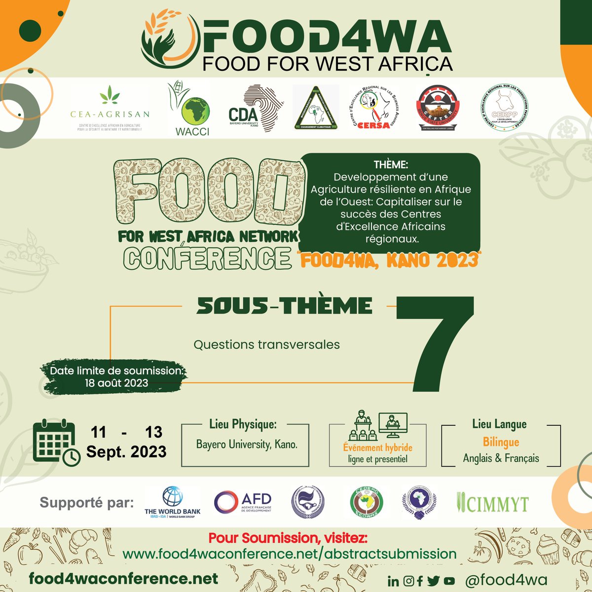 Food4wa's tweet photo. Rejoignez-nous, inscrivez-vous pour participer, les inscriptions sont ouvertes pour les participants réguliers et les étudiants en formule Early Bird.

Food4wa est la sécurité alimentaire.

#aceimpact #food4wa #durabilité https://t.co/IXytRQH8QB