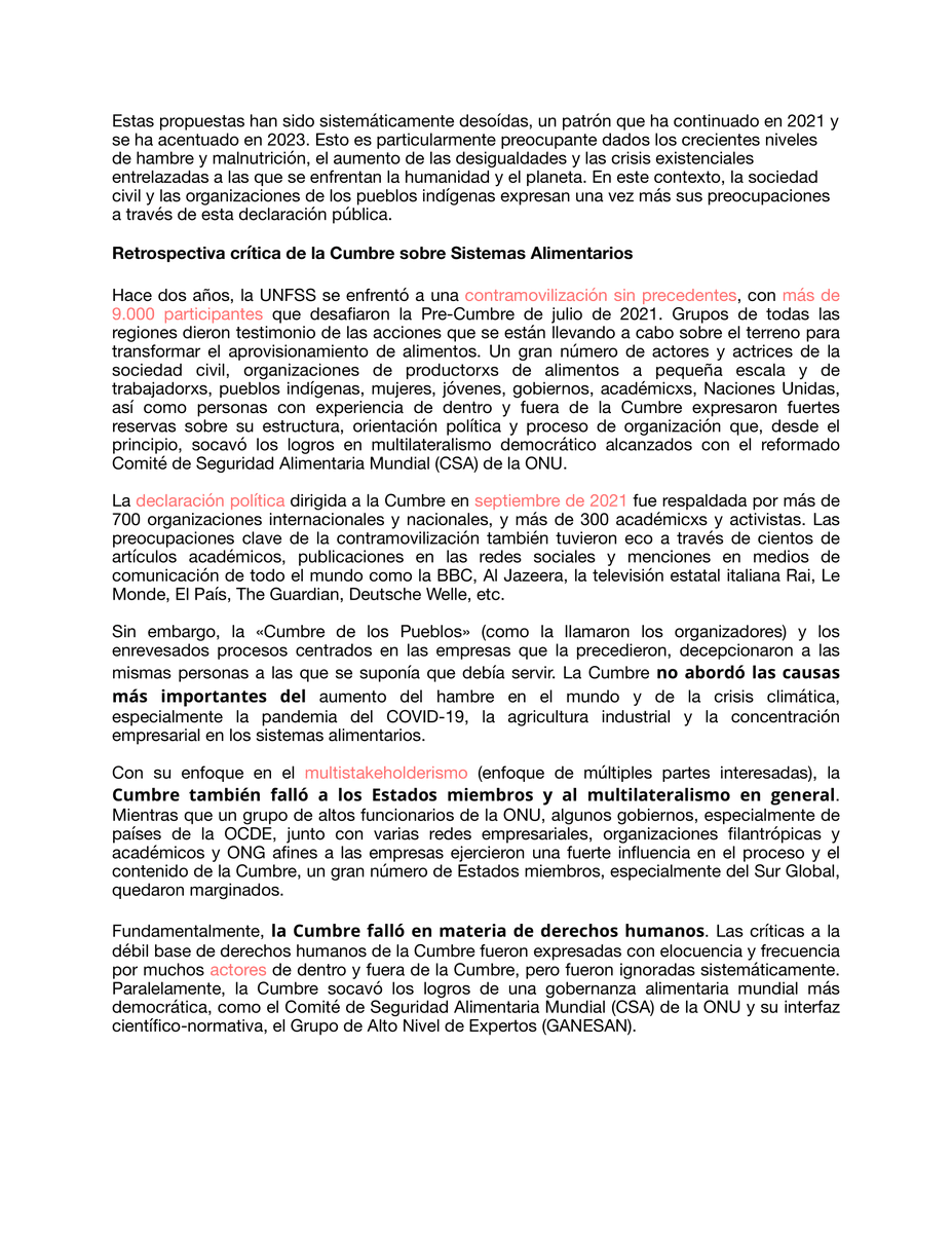 elpoderdelc's tweet image. ¡Queremos sistemas alimentarios para las personas y el planeta!

Urge priorizar las necesidades, demandas y derechos de las personas más afectadas por la crisis alimentaria, que ignora la #UNFSS2023, mientras propaga sistemas alimentarios industriales⚠️🧑🏽‍🌾.

#FoodSystems4People