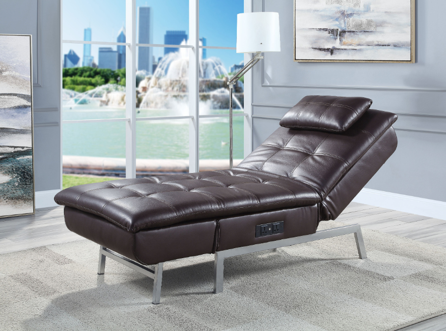 ambfurniture's tweet image. $433.33 Discounted price when you add to cart. Acme LV00825 Padilla brown polished microfiber adjustable chaise lounge w/ USB plugs and outlets metal legs. Click Acima Leasing Easy Lease and Application Process at ambfurniture.com/acme-lv00825-p… #chaiselounge #lounge #office #livingroom