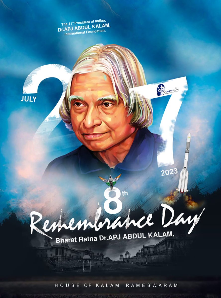 Remembering Dr. APJ Abdul Kalam 🕊️ On the occasion of his 8th Year Remembrance Day, we pay tribute to the 'Missile Man' who ignited countless minds and inspired a nation. His vision and teachings continue to guide us towards a brighter future. #APJAbdulKalam #8thYearRemembrance