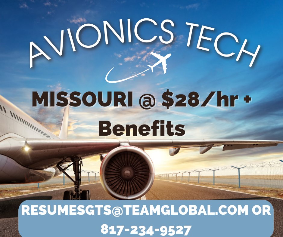 Global_Staffing's tweet photo. BEST BENEFITS! CALL, MESSAGE, OR EMAIL!
#lookingforwork #contractwork #aviation#avionics #apmechanics #engineering #aerospace #avgeek #aerospaceengineering #aircraftinstruments #aircraftmaintenance #avionicstechnician #aircraftmechanic #aircrafttechnician #TeamGlobal #needagig https://t.co/OBhnnCH45V
