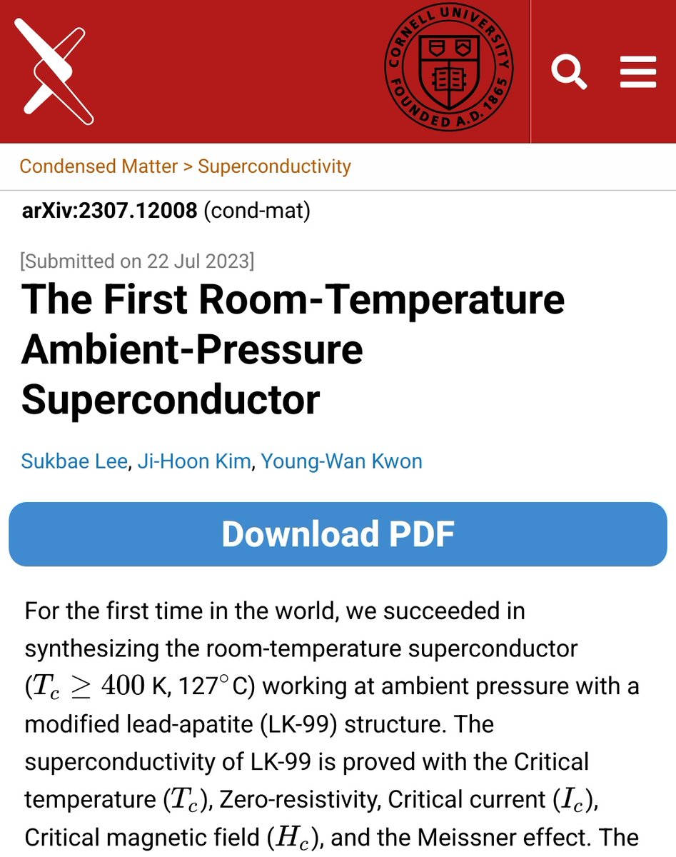 pablogilah's tweet image. Estos días se ha armado mucho revuelo con el supuesto descubrimiento de un superconductor A TEMPERATURA AMBIENTE
Esto lleva siendo el santo grial de la física de materiales desde hace décadas, y de ser cierto el mundo cambiaría para siempre 🤯
Hablemos sobre el LK99 👇🧵