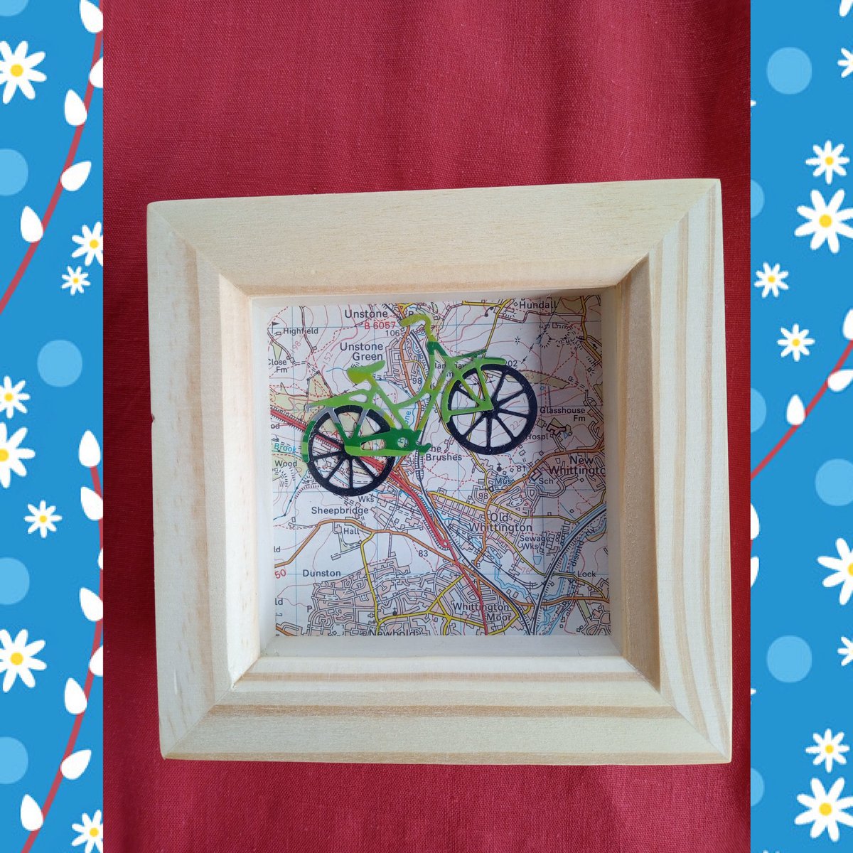 @HandmadeHour I have a growing collection of old Landranger and Bartholomew's maps for various drinks can motifs to be added prices start at £9 plus postage for 3' box frame #recycledart #madeinderby #mapgifts