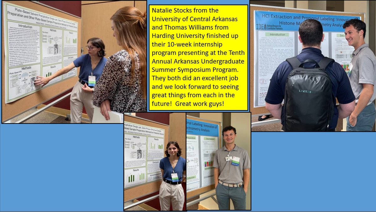 Our two summer interns, Natalie and Thomas both presented posters at the Tenth Annual Arkansas Undergraduate Summer Symposium Program.  An undergraduate internship at an NIH supported National Resource is not for the faint at heart.  These two were excellent!  Well Done!👏👏👏