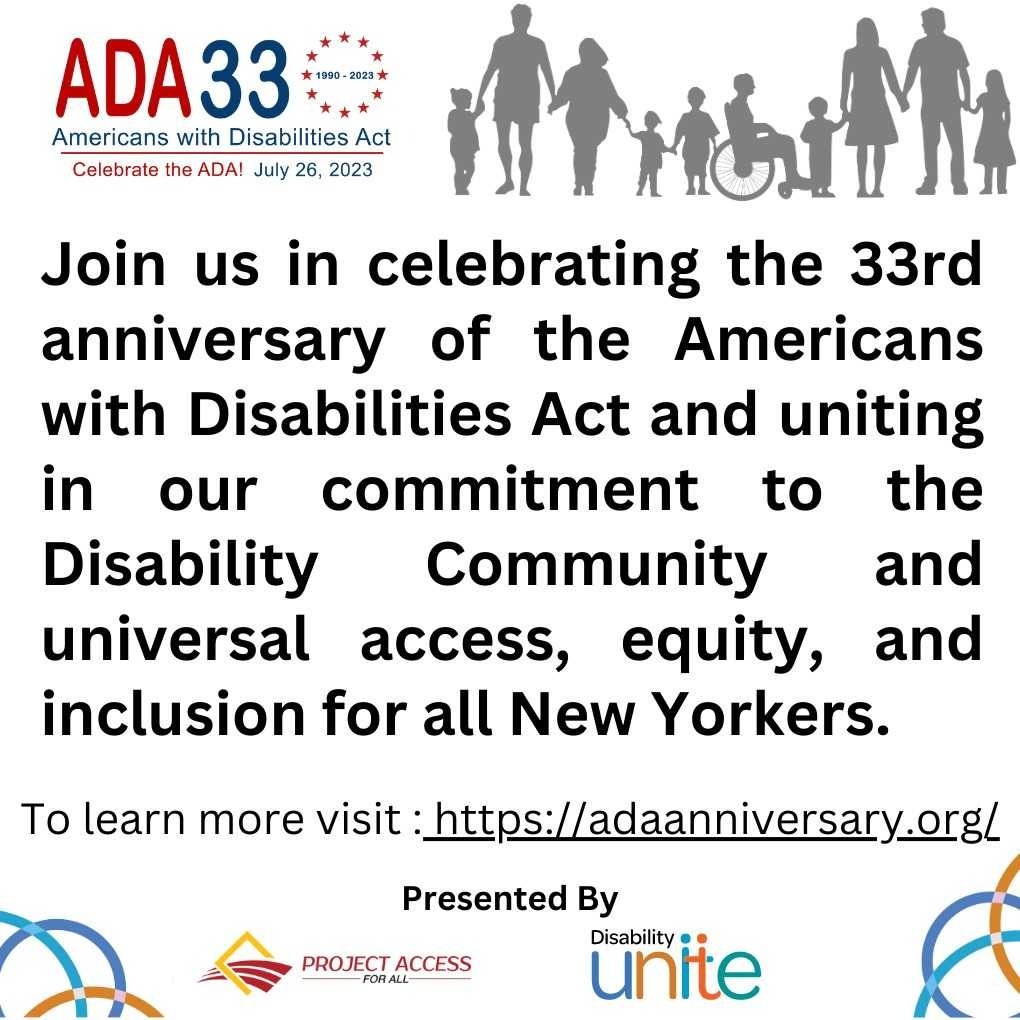 Today marks the 33rd anniversary of the Americans with Disabilities Act (ADA), landmark civil rights legislation that brought accessibility, inclusivity, &amp; equality to millions of individuals with disabilities across the US.