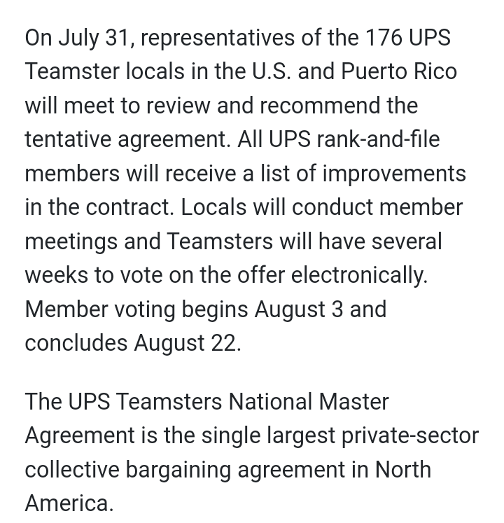 BrJoeBalkis's tweet photo. 7/25 #upsNegotiationsUpdate
On top of that wage increase of $2 a year
On top of that a COLA that keeps up with inflation. Retro pay for former 22.4s
All vehicles purchased starting 8/1 should have AC
Juneteenth a paid holiday!
No forced overtime
We need to #organize the #VoteNo https://t.co/bjpAjFXVd8