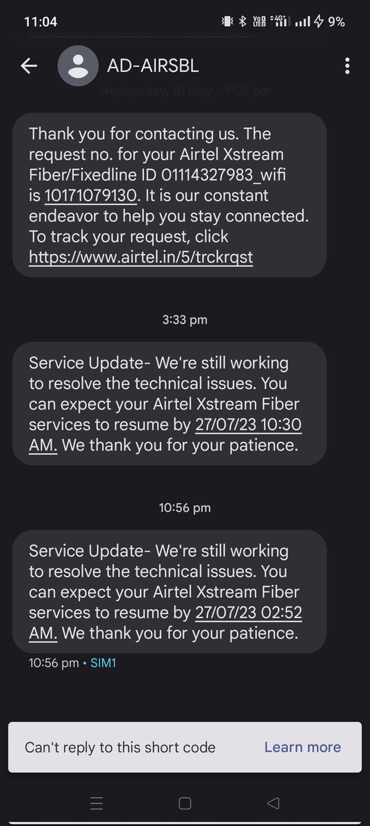 Basanttoppo87's tweet photo. @Airtel_Presence I'm a user of Airtel broadband the internet is not working. Such a bad service provider what if the person is wfh and he can't use his internet who will be responsible you? Really disappointed don't choose airtel. https://t.co/gcQQb2ZSwI