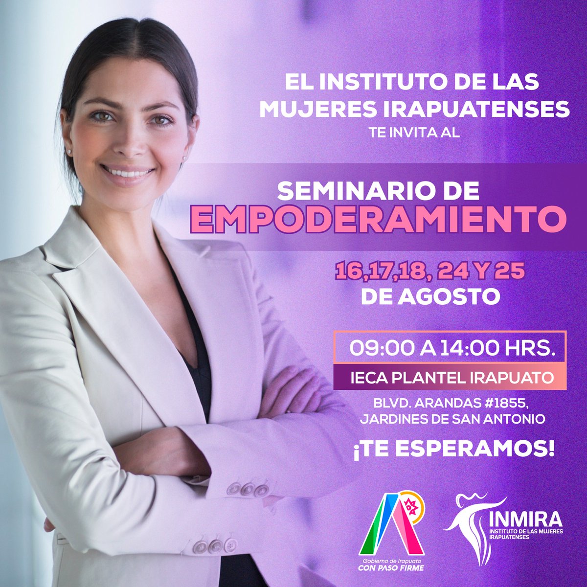 💜 ¡Llamado a nuestras #MujeresEmprendedoras! ¿Quieres conocer y desarrollar tus finanzas de una manera eficaz? No faltes a nuestro 'Seminario de Empoderamiento' donde aprenderás de los mejores. ¡Te esperamos! 👇