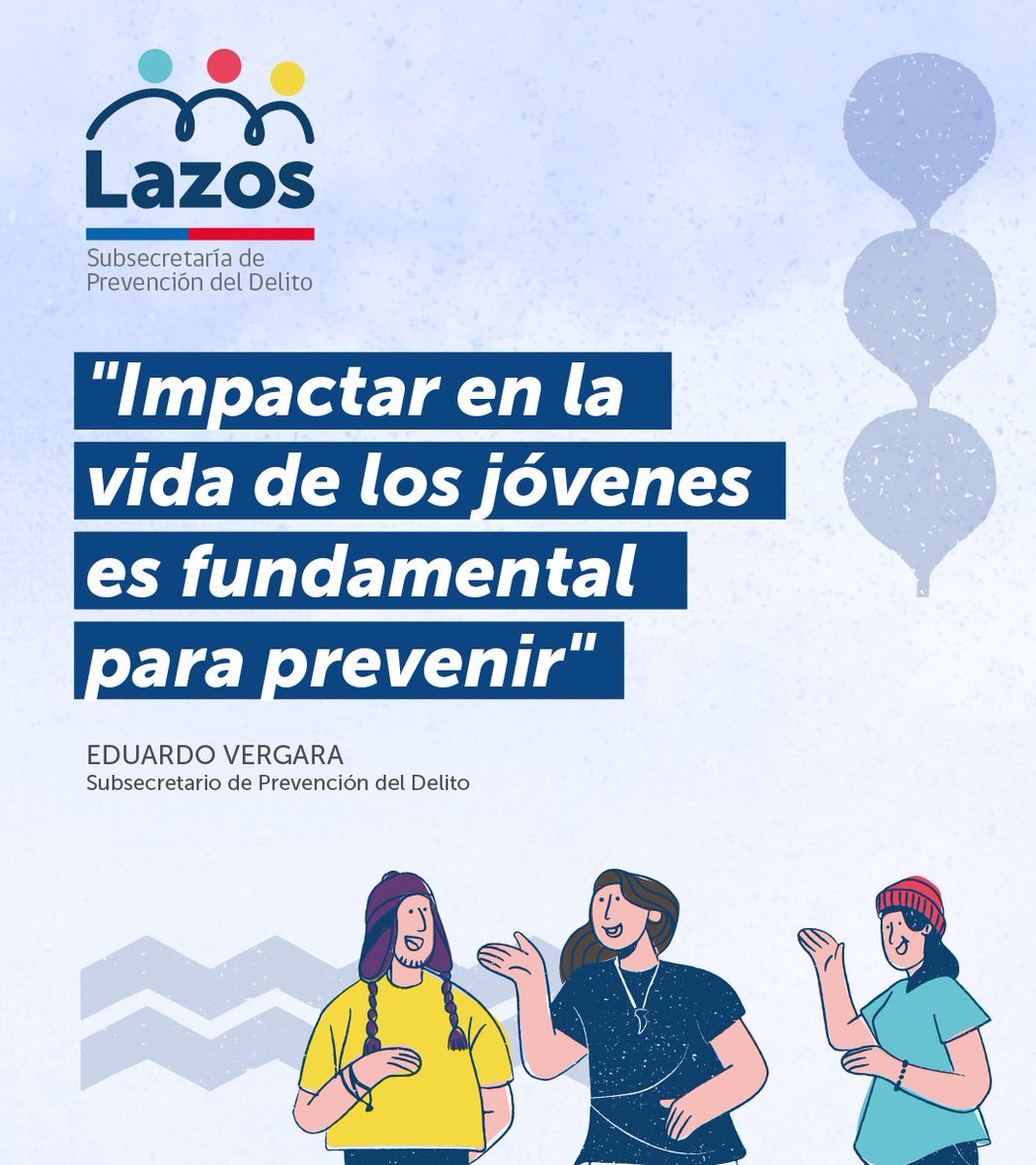SubPrevDelito's tweet image. Lazos @Programa_Lazos  es una programa de la Subsecretaría que tiene por objetivo apoyar a las familias de niños, niñas y adolescentes 👨‍👦‍👦👩‍👧‍👧 para que crezcan en un ambiente seguro y alejado de conductas de riesgo.