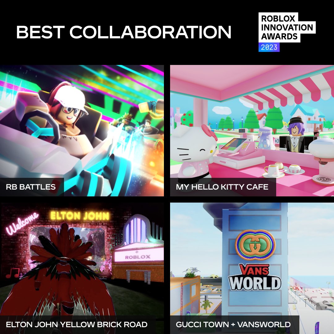 What meeting of creative minds moved you in 2023? Place your vote for Best Collaboration by visiting the Roblox Innovation Awards hub linked below.

@RockPandaGames
@SawhorseLA
@RobloxBattles
@TheGang_Gaming

roblox.com/games/12864942…