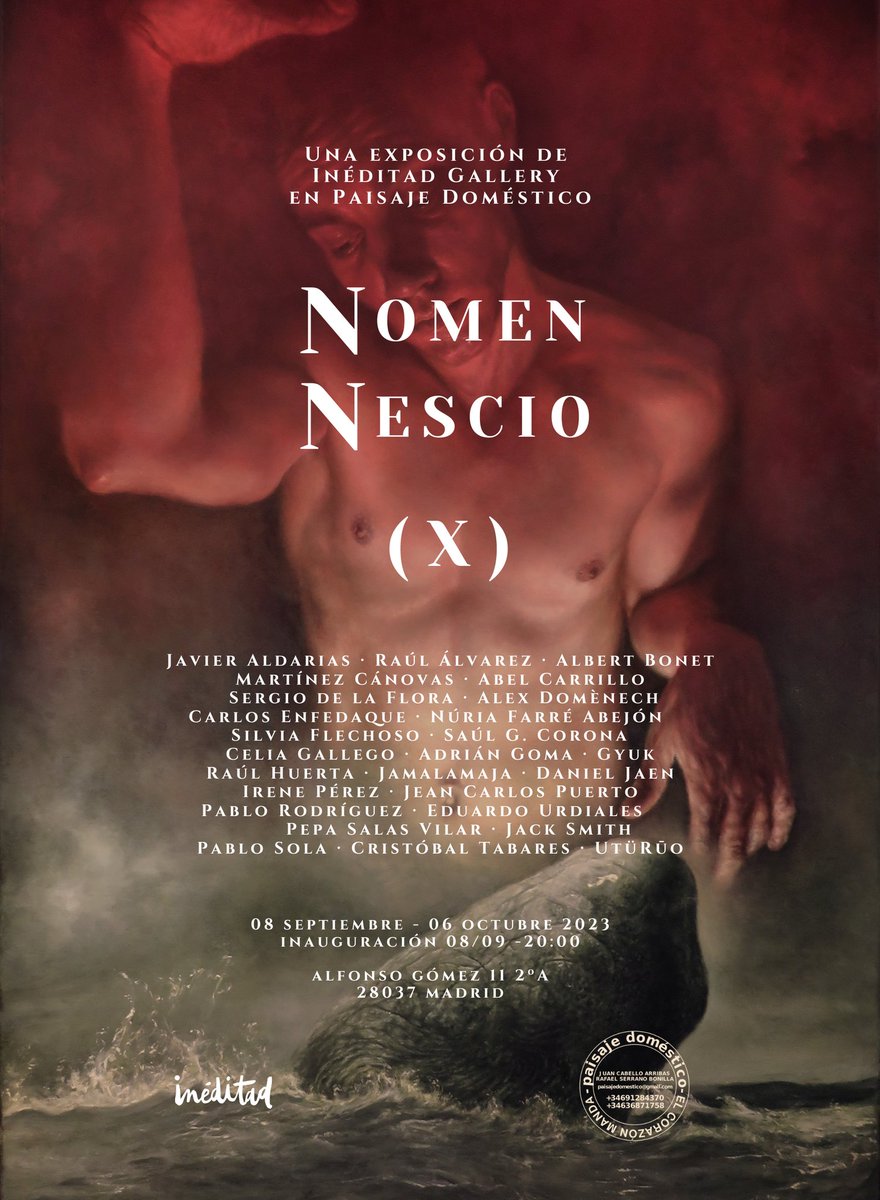 Lo veníamos avisando. Septiembre se avecina cargadito. Con este cartelón arrancaremos la próxima temporada expositiva en Madrid. "Nomen Nescio" será la primera colaboración de <a href="/ineditad/">Inéditad Gallery</a> con Paisaje Doméstico. El 08/09 te esperamos en Alfonso Gómez 11 - 2o A (Metro Suanzes).