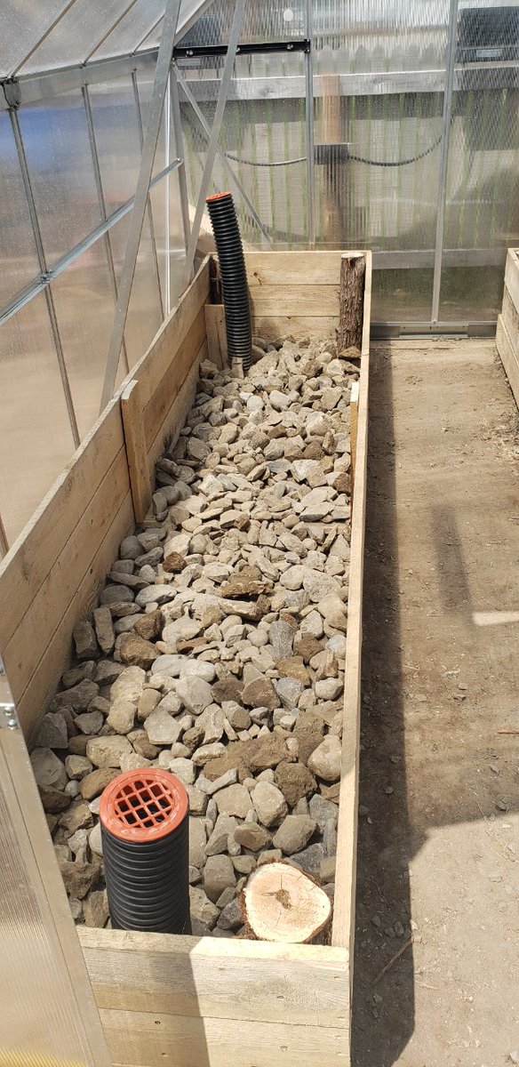 StillKickin63's tweet photo. @MartyRaney our Earth Battery Greenhouse raise beds Misty might like them filled lasagna style lot of ideas from Her built with Hemlock &amp; screwed to cedar post corners 12x8 greenhouse rain catchment with irrigation 2 drip hoses each bed https://t.co/sZivrtfKAF