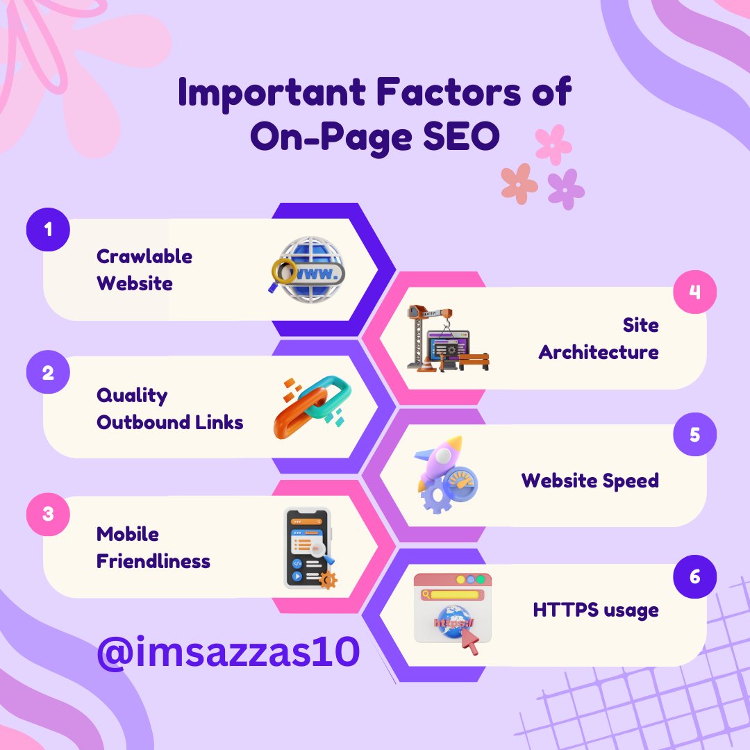 Sazzad_Ahmed11's tweet image. 6 Factors of ON-PAGE SEO

#seotipsandtricks #seochecklist #seoexpert #seoexperts
#digitalmarketingstrategy #socialmediastrategy #socialmediamarketing #socialmediamanager #socialmediatips #digitalmarketing #marketing #socialmediamarketing #socialmedia #business #seo #branding