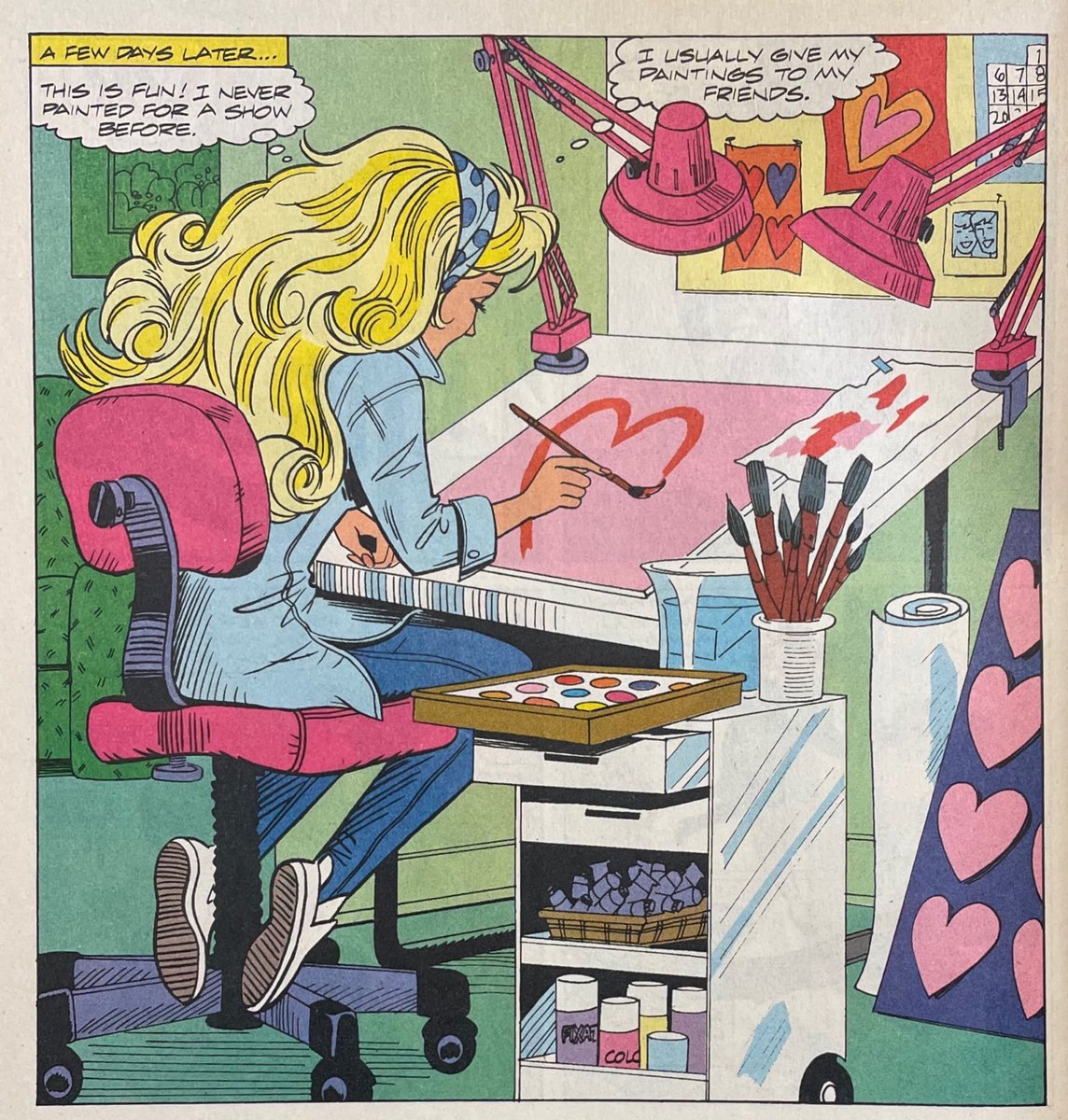 This Barbie is an artist! Art from “Barbie Fashion” vol.1:no.28, April 1993, published by Marvel Comics. Part of the International Museum of Cartoon Art collection #barbie #comicbookart #museum #comicpanel #marvelcomics