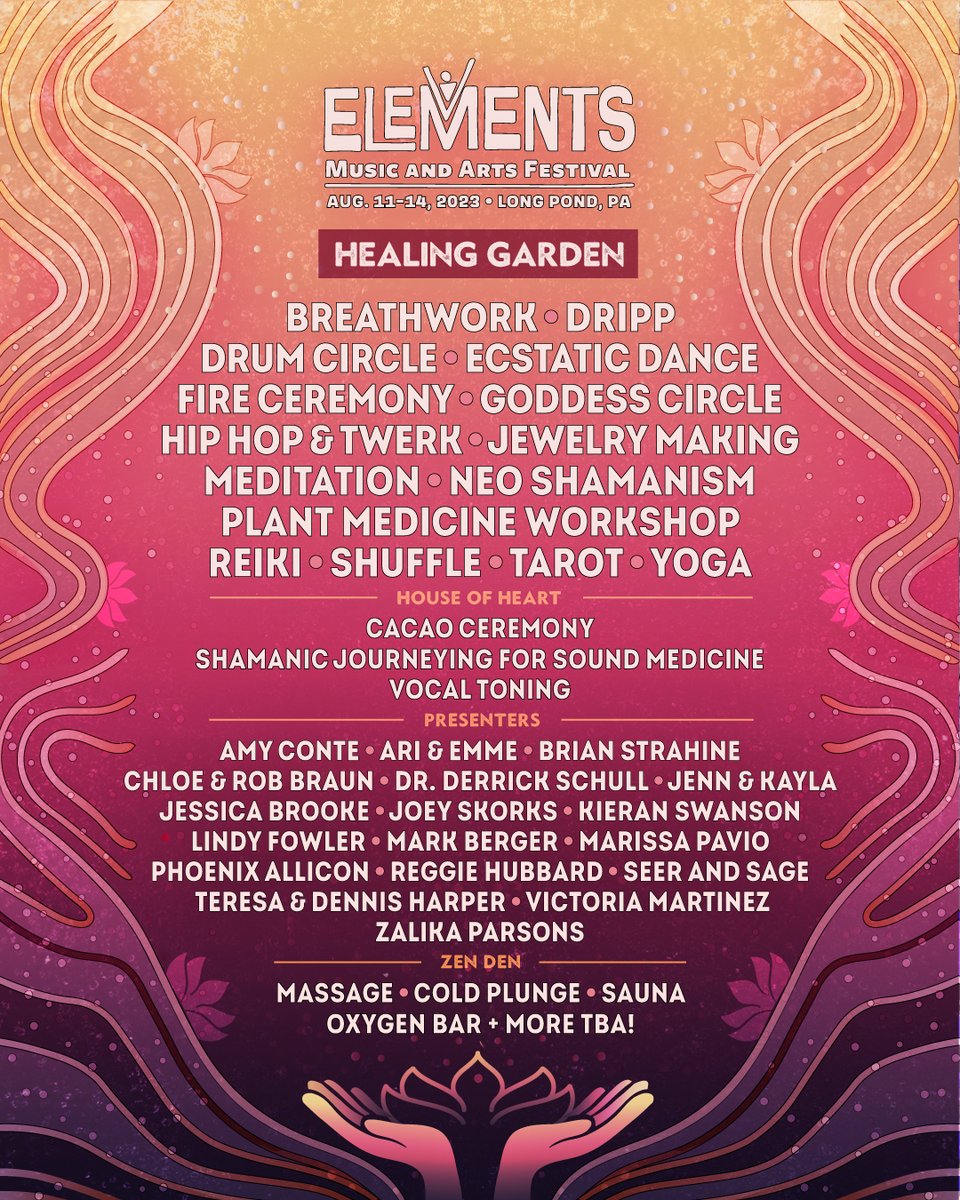 elementsfest_'s tweet photo. The #EMF23 experience keeps getting better ๐ Presenting your wellness, food, and experiential artist lineups! We are so excited to welcome both new and returning curators and vendors on our big adventure in only 16 days โจ https://t.co/qcrHgqvSdD