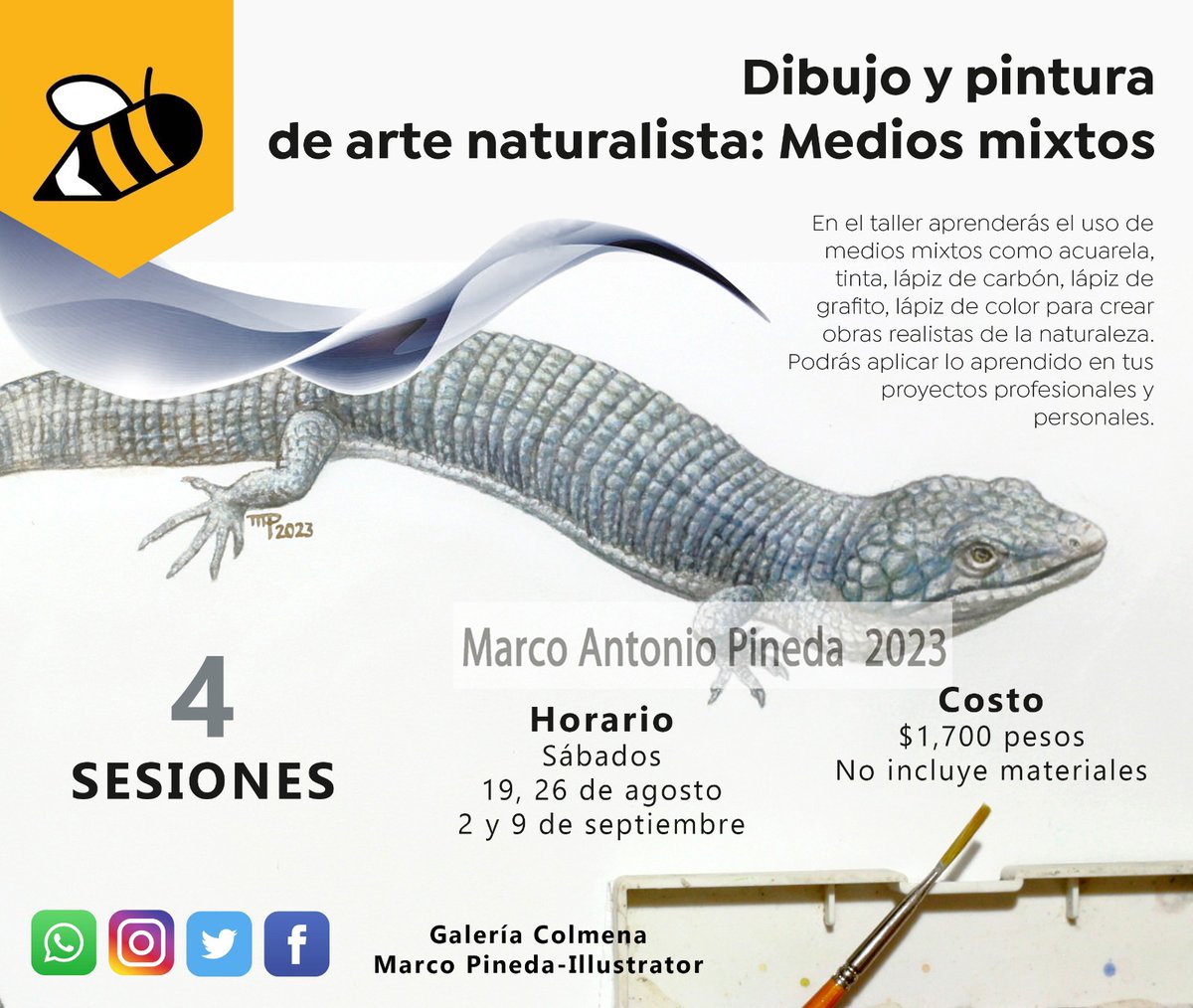 bioimagenmap's tweet photo. Taller en CDMX: "Dibujo y pintura de arte naturalista: Medios mixtos".
Inscripciones abiertas
Más información por mensaje directo https://t.co/LcHzM8HEYd