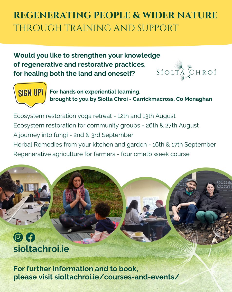 devperspectives's tweet photo. Check out these fantastic courses coming up with our friends in Síolta Chroí.

ECOSYSTEM RESTORATION YOGA RETREAT
https://t.co/M3hFAhXdhb

ECOSYSTEM RESTORATION FOR COMMUNITY GROUPS  https://t.co/oc3wQXRscb

A JOURNEY WITH FUNGI
https://t.co/vybp9012N5

#funwithfungi #ecosystemrestoration