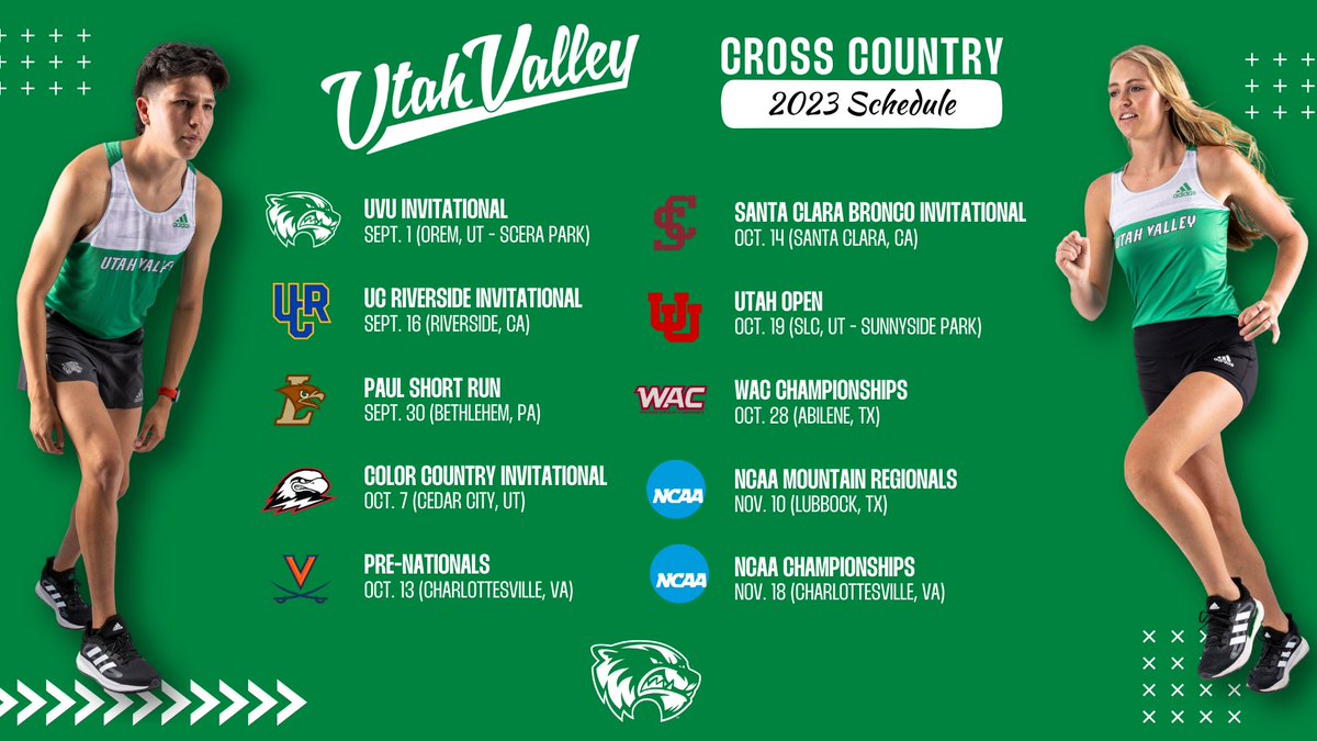 XC | Utah Valley University's 2023 Cross Country schedule has been released and will begin on Sept. 1 with the UVU Invitational at Scera Park in Orem. Schedule: gouvu.com/sports/cross-c… #GoUVU #UVU