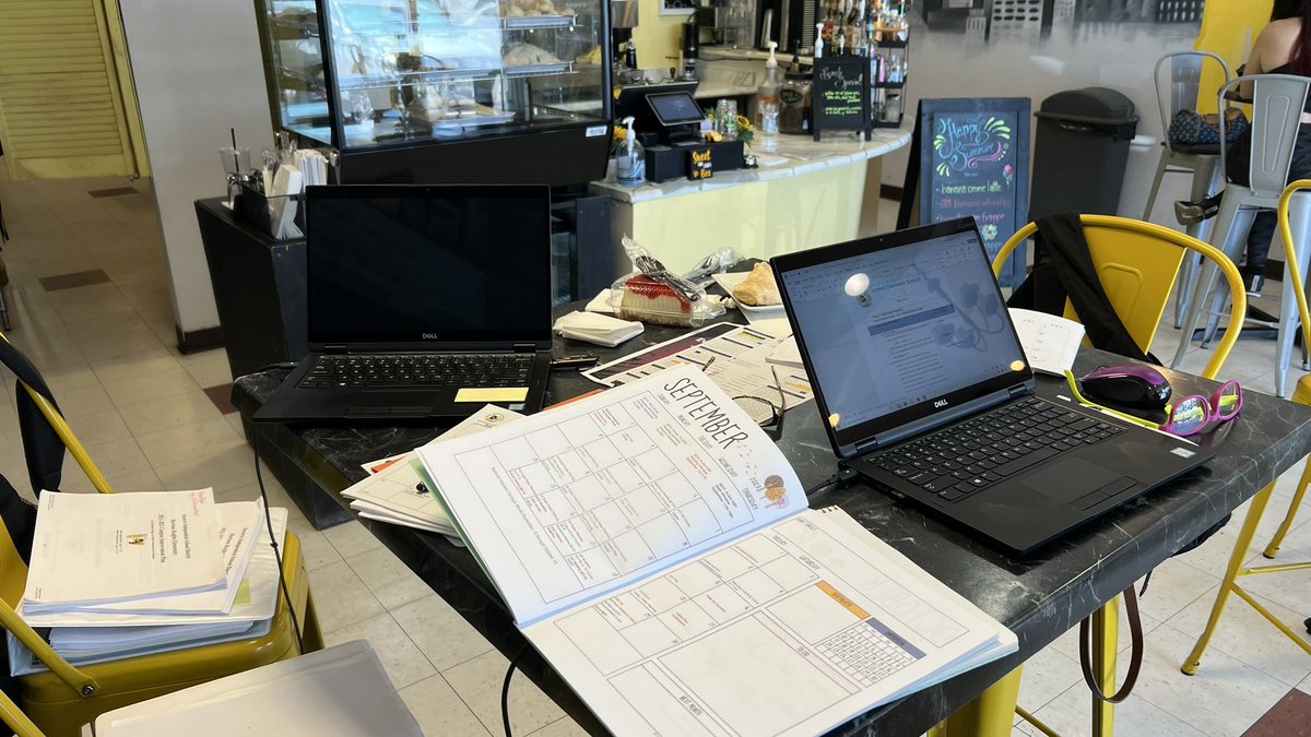 BValdez_HHES's tweet photo. Counselor retreat ✅! Working to provide a comprehensive counseling program for our hornets! What a great nook we found to work at in #BeesPastryCafe 🇵🇷🐝☕️#letsdriphoney #SISDCounselors #TeamSISD #CounselorsAtTheHeights https://t.co/M89ktg4UUA