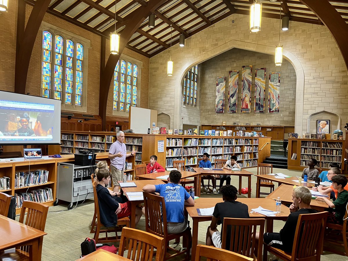 PrincetonAcadSH's tweet photo. Our July Academy Prep session is in full swing! Our cohort welcomed admission pros Mr. Sykes from @LvilleSchool and Mr. Eckstein from @SoleburySchool. They shared their expertise & great advice about the secondary school admission process with students! #PASHSummerPrograms https://t.co/0gqt4yDPFc