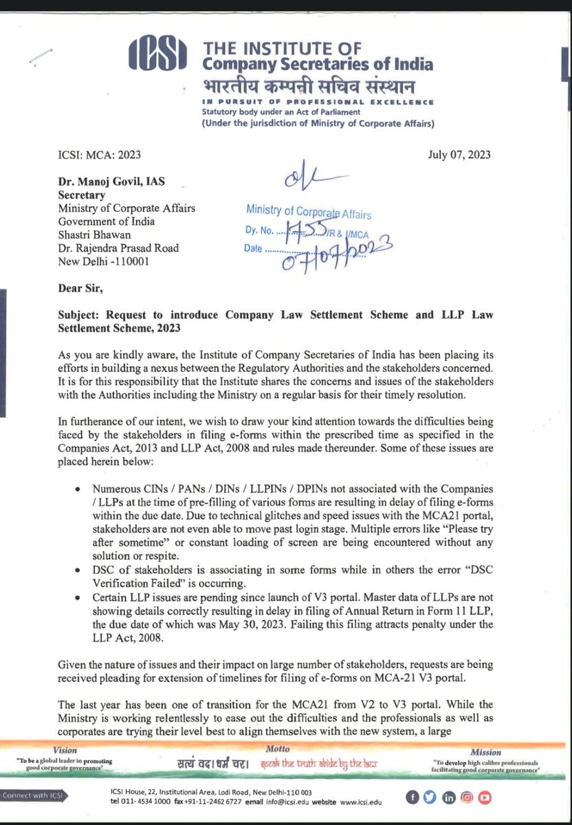 CSKuldeepShukla's tweet image. Please help professionals and MSMEs.
MCA21 website is under ICU condition.
Please bring CFSS scheme urgently as requested by ICSI.