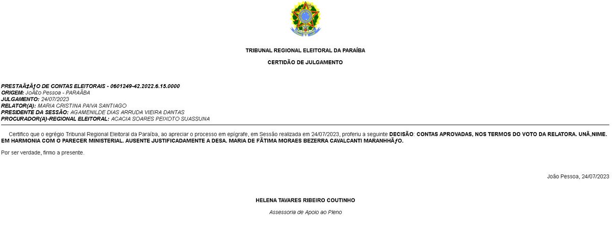 Minhas contas de campanha foram APROVADAS À UNANIMIDADE! Mais do que uma obrigação, trata-se de um dever de qualquer pessoa que use dinheiro público! <a href="/PDT_Nacional/">PDT 12</a>