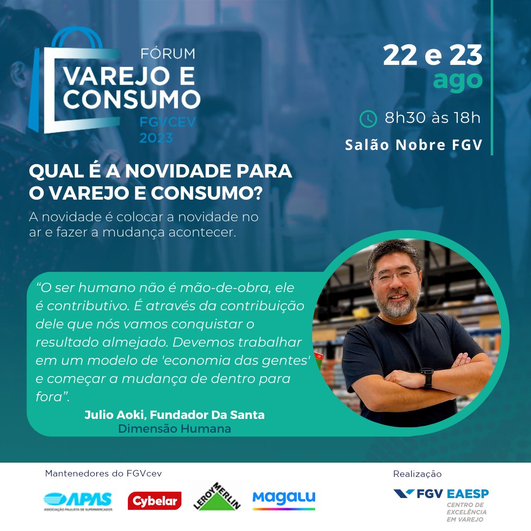FGVcev's tweet photo. Na Da Santa, os colaboradores são chamados de "talentos". Julio Aoki, Fundador da Da Santa, estará presente no evento para nos contar sobre a importância da consciência para promover a mudança e como os talentos são valorizados na dinâmica do negócio.
https://t.co/kpNfdyJqzz https://t.co/WAjFRICIsB