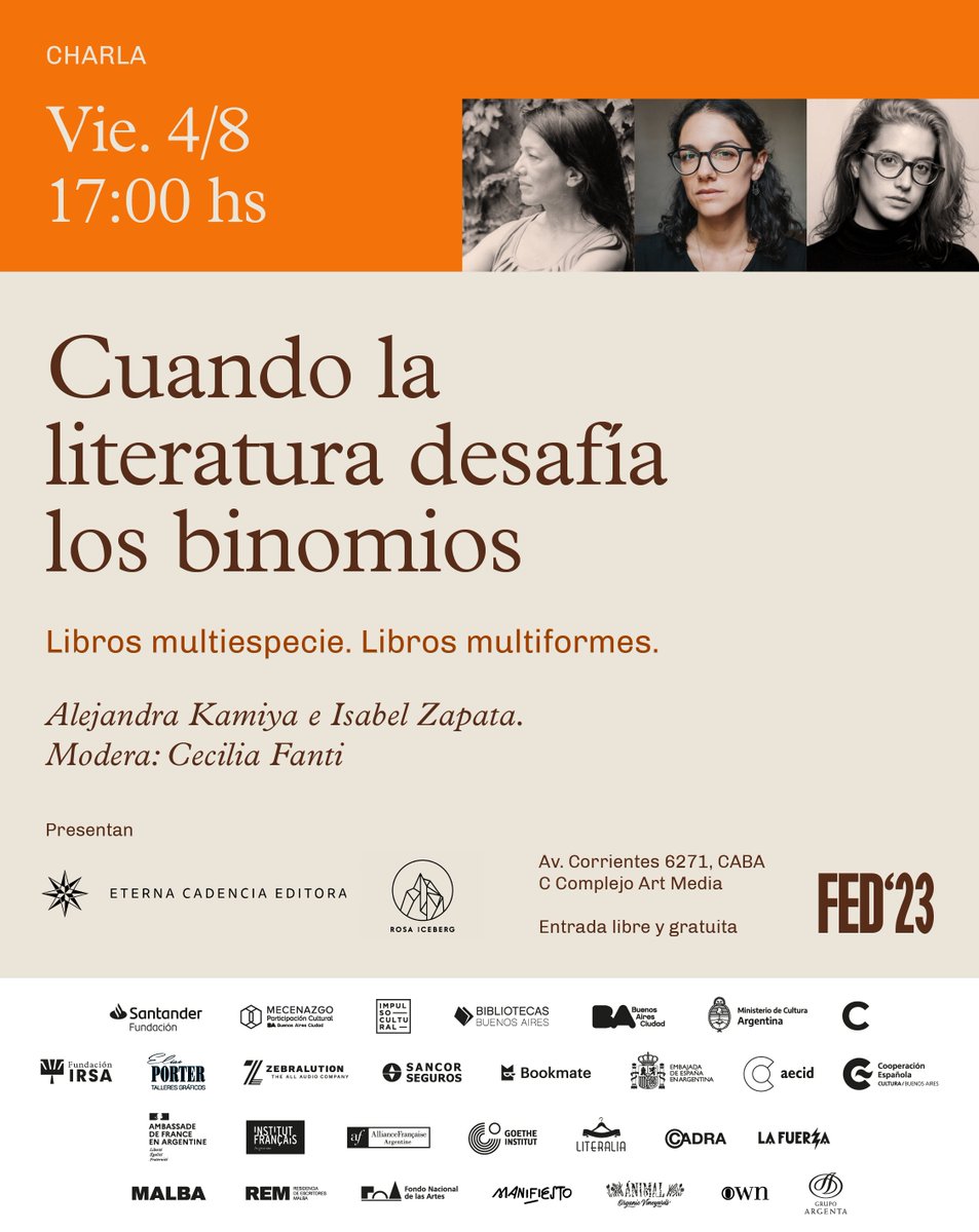 17hs👉Cuando la literatura desafía los binomios. Libros multiespecie. Libros multiformes. Con Alejandra Kamiya, @bestiecilla y @FantiCecilia @EternaEditora y @ed_rosaiceberg