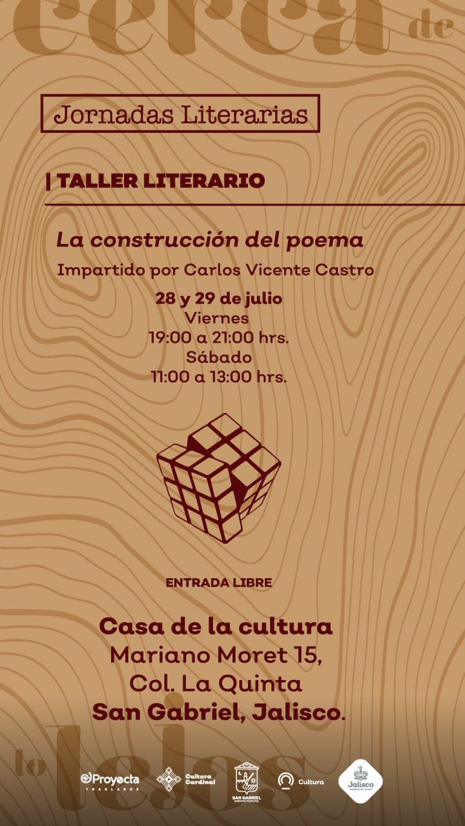 CarVic75's tweet photo. Este viernes y sábado estaré en San Gabriel para impartir el taller "El juego de la poesía. La construcción del poema".

Puedes inscribirte gratis en el siguiente formulario:

https://t.co/IWEMCgIOY2 https://t.co/WFdiXMj0Ij