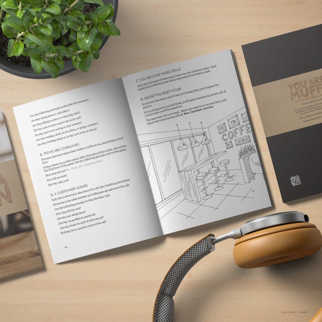exeuntpress's tweet photo. Need a chill solo journaling game to relax?

Make some coffee and enjoy being a muffin, slowly becoming stale... hoping someone will eat you.

50% off for a little while: https://t.co/WiDQBScG2R #solorpg https://t.co/pljueaPTO2