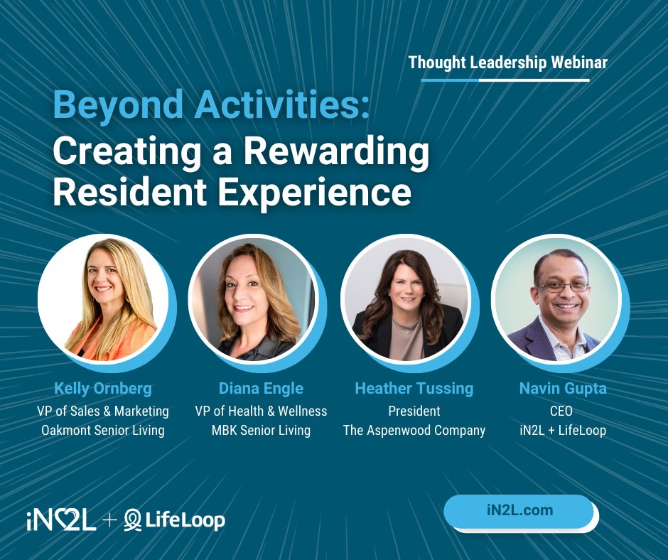 Missed our webinar? CEO Navin Gupta and industry veterans Diana Engle, Kelly Ornberg, and Heather Tussing discussed senior living trends, communication's impact on life enrichment, and technology possibilities. Read what you missed here: hubs.ly/Q01YRwfF0 #InnovationInAging