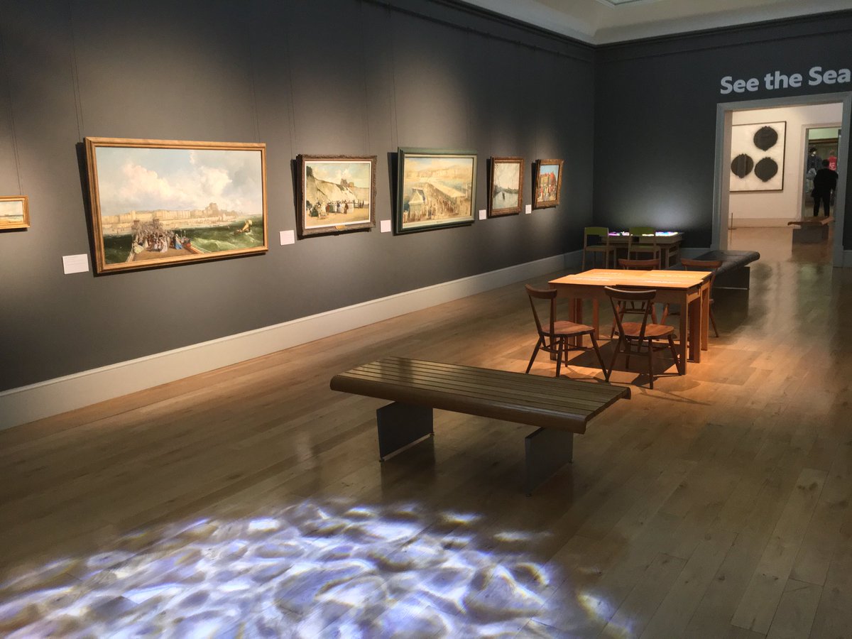 brightonhovenic's tweet photo. New exhibition of seascapes and seafront paintings from the fine art collection ⁦⁦⁦@BrightonMuseums⁩ . Victor Stuart Graham’s relief for 1996 ⁦@brightfest⁩ poster also on  display for the first time. https://t.co/wny8zKGCli