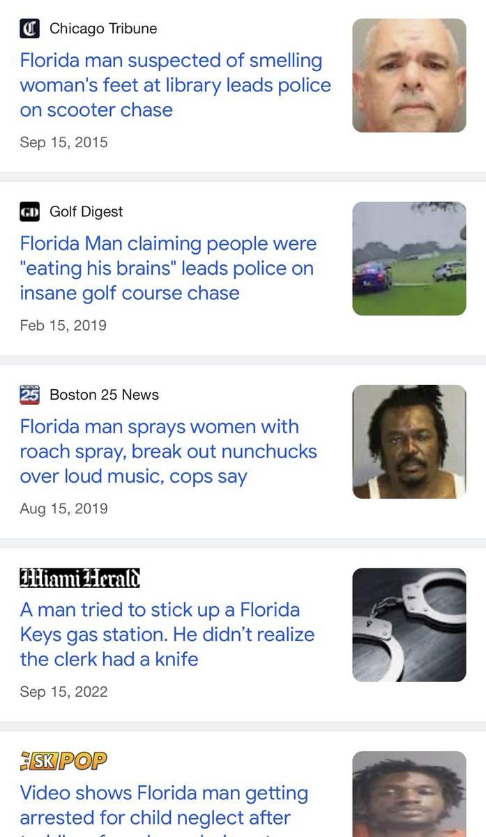 Type in “florida man” and your birthday …..