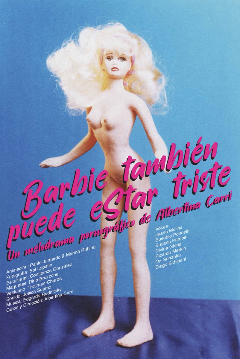 AlbertinaCarri's tweet photo. #Barbie, la muñeca más famosa del mundo, atrapada en un matrimonio desafortunado con un #Ken que intenta poner como ley lo que es una variante más del sadismo y la dominación machista. 

#BarbieTambiénPuedeEstarTriste 
#BarbieCanAlsoBeSad  

Cortometraje animado.
Argentina, 2002 https://t.co/sXN1GplXOp