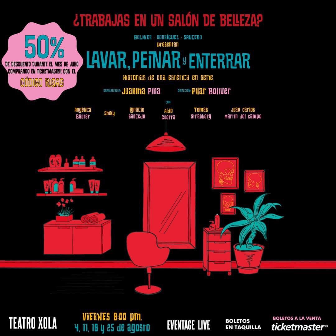 Después una muy buena temporada en La Gruta del <a href="/Helenico/">Centro Cultural Helénico</a> la obra <a href="/LavarPeinarMx/">LAVAR, PEINAR Y ENTERRAR MX</a> se muda al <a href="/TeatroXola/">TEATRO XOLA</a> a partir del 4 de agosto. 

Divertidísima obra escrita por <a href="/JuanMaPina/">JuanMa Pina</a> llena de humor ácido. 

Gran elenco.

Conoce más de la obra dando clic aquí youtu.be/8PX5VklcF84
