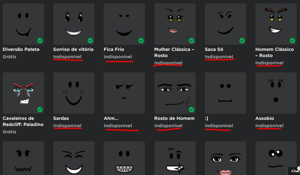 e de rostos do roblox