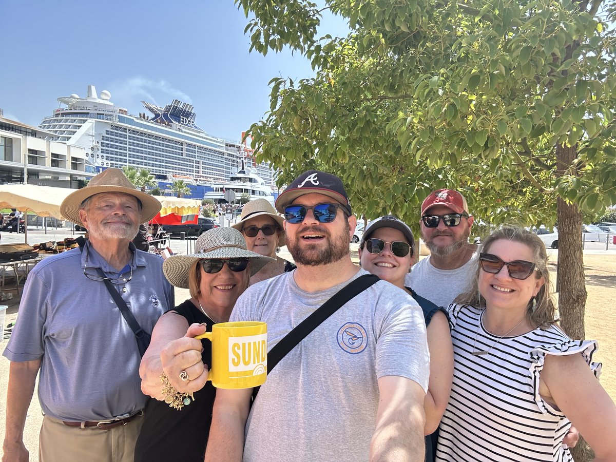 . <a href="/WillieGeist/">Willie Geist</a>, The Jones, Sox, &amp; King families sure did enjoy this cruise aboard the <a href="/CelebrityEdge/">Celebrity Edge</a> through the French and Italian Riveria, including Cannes, Florence, and Rome! This was taken in our last port of Ajaccio, France. A trip to remember! #celebrityedge #sundaytoday
