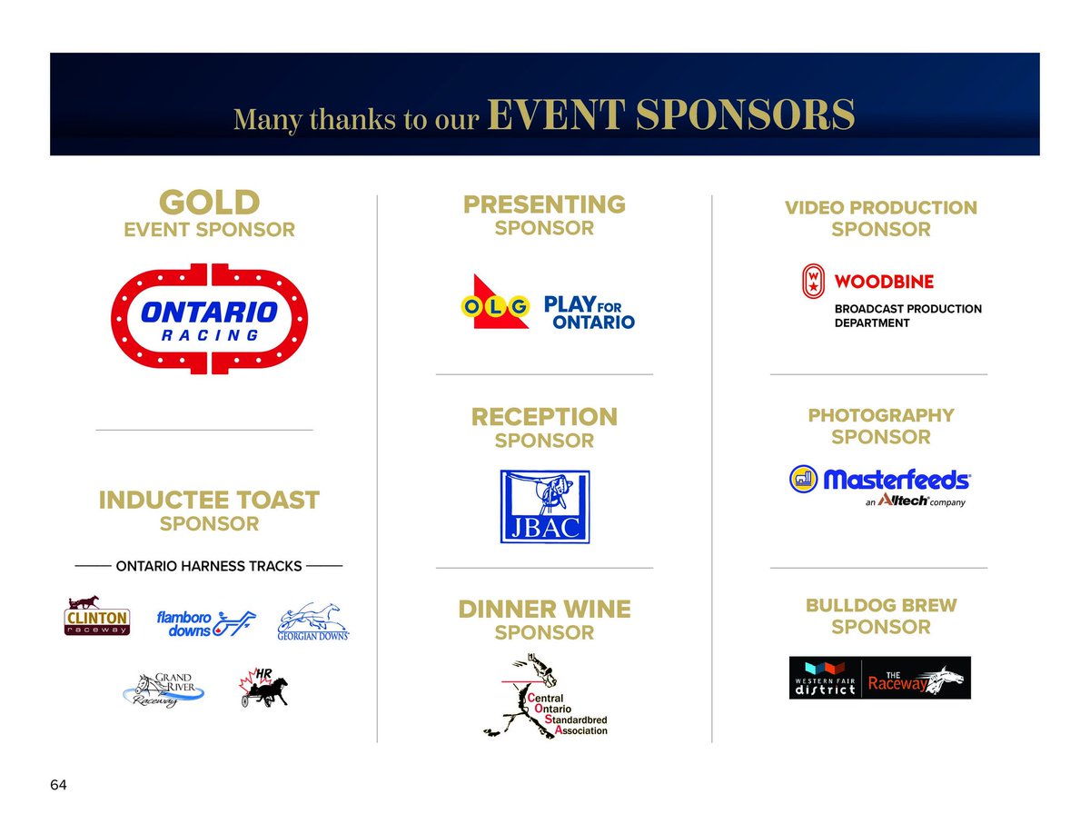 incredibly grateful for the support of these organizations for sponsoring the 2023 Induction Gala, Wednesday August 9th.
A few tickets still available! Complete details at canadianhorseracinghalloffame.com