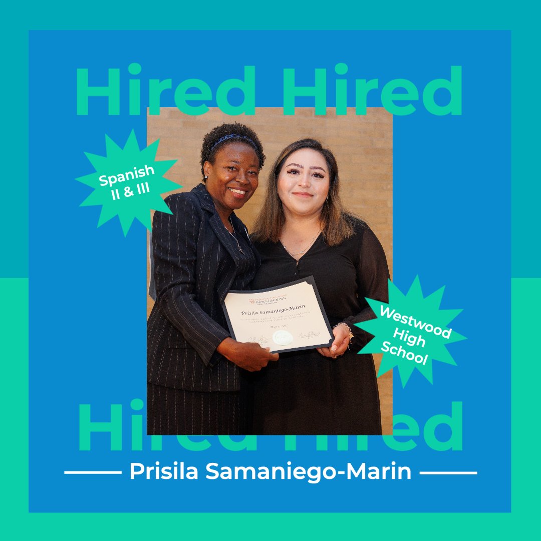 ¡Felicidades, Prisila! 📷 Prisila is the new Spanish II and III teacher at Westwood High School in <a href="/RoundRockISD/">Round Rock ISD</a>.