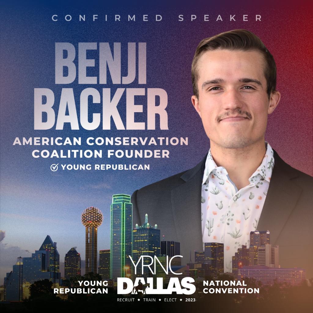 🚨 We're thrilled to announce @BenjiBacker, Founder and Executive Chairman of @ACC_National, will be speaking at #YRNCDallas! A nationwide leading voice in the conservative environmental movement, his insights are not to be missed. Secure your spot today! yrncdallas.eventbrite.com