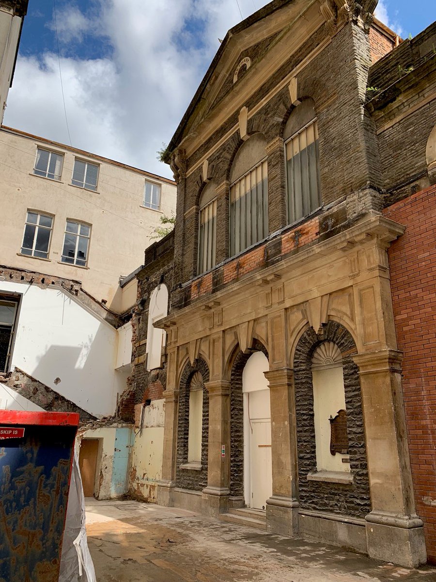 cardiffcouncil's tweet photo. Cardiff’s Bethany Baptist Chapel is revealed - A chapel which has been hidden from view for decades has been revealed as part of ongoing works at the former Howells Department Store. More here: https://t.co/vjpJQ3UKp5 https://t.co/F2q4D6L8rx