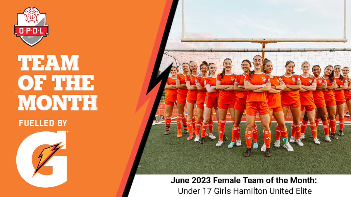 Congratulations to our U17 Girls OPDL team who have had an impressive campaign in June winning the Gatorade Team of the Month! 👏

The girls went 4-0 in June and continue their momentum into July

They take on Markham August 13 in the OPDL Cup at Ontario Soccer Stadium!